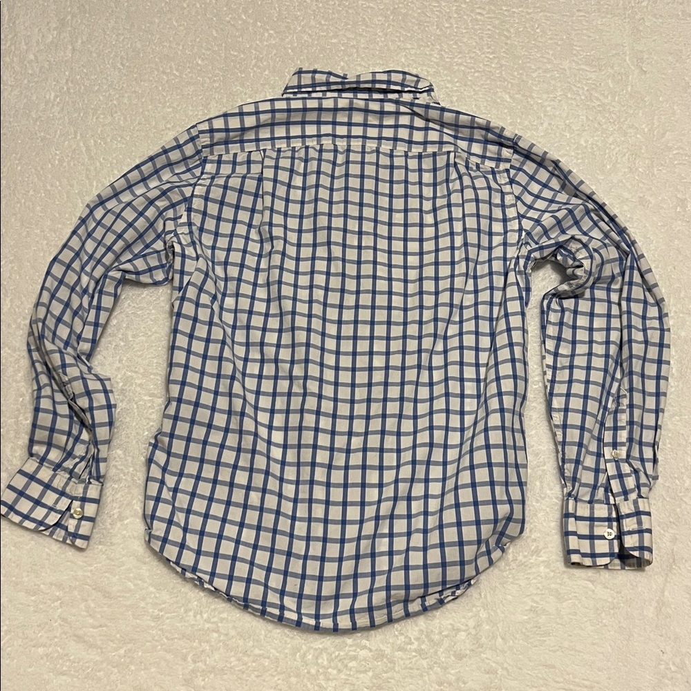 J. Crew Men's Blue and White Windowpane‎ Plaid Shirt 100% Cotton Tailor Fit S - Picture 5 of 6